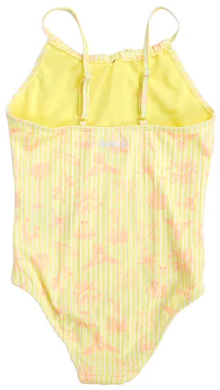 Thumbnail 2: Hurley 1-Piece Big Girls Yellow Hi-Neck Swimsuit 
