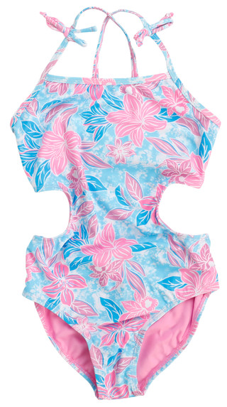 Thumbnail 1: Breaking Waves 2-Piece Big Girls Check Pink Swimsuit  