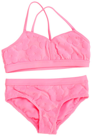 Thumbnail 1: Breaking Waves 2-Piece Big Girls Check Pink Swimsuit 