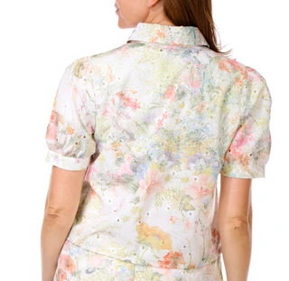 Thumbnail 2: NVLT Women's Short Sleeve Embroidered Floral Button Down Top 