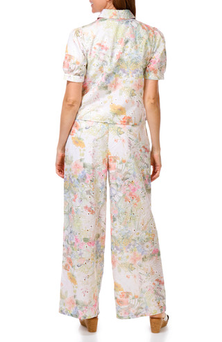 Thumbnail 5: NVLT Women's Short Sleeve Embroidered Floral Button Down Top 