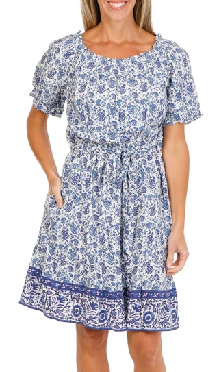 Thumbnail 2: Beach Lunch Lounge Women's Scoop-Neck Short Sleeve Tie Dress 