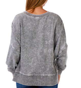 Thumbnail 3: Blu Pepper Junior's Long Sleeve Charcoal Wash Fleece Sweatshirt 