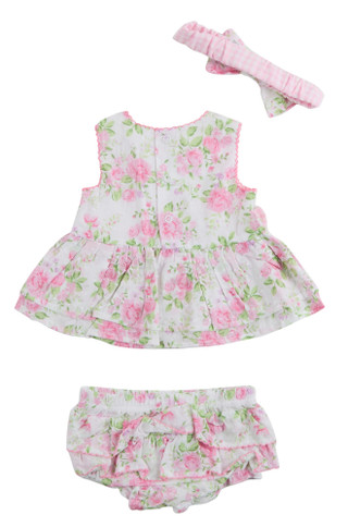 Thumbnail 2: Baby Essentials Baby Girls 3 Pc Dress and Bloomer Set 