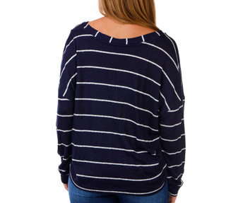 Thumbnail 2: Blu Pepper Junior's Long Sleeve V Neck Stripe Top 