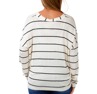 Thumbnail 2: Blu Pepper Junior's Long Sleeve V Neck Stripe Top 