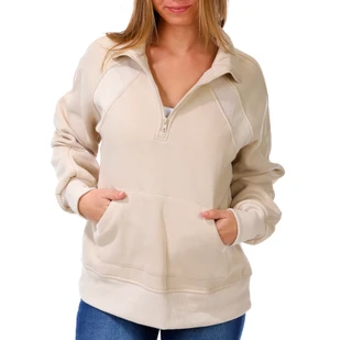 Thumbnail 1: Blu Pepper Juniors Long Sleeve Half Zip Front Sweatshirt 