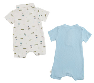 Thumbnail 2: MILKBERRY Baby Boys 2 Pk Short Sleeve Rompers 