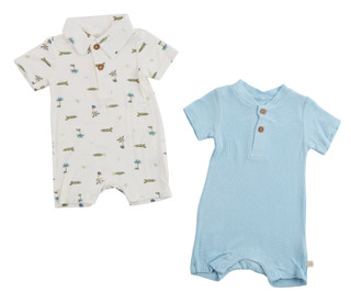 Thumbnail 1: MILKBERRY Baby Boys 2 Pk Short Sleeve Rompers 
