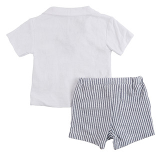 Thumbnail 2: Baby Essentials Baby Boys 2 Pc Collared Shirt and Shorts Set 
