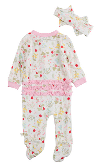 Thumbnail 2: MILKBERRY Baby Girl's 2 Pc Ruffled Footed Sleeper 