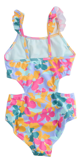 Thumbnail 2: Breaking Waves One‑Piece Big Girls Cutout Swimsuit 