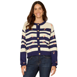 Thumbnail 1: Democracy Petite Button Front Striped Cardigan 