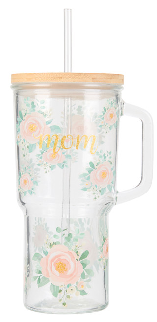 Thumbnail 1: Home Essentials 34 oz Glass Mom Travel Mug with Straw 