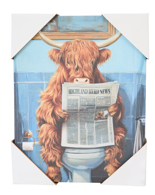 Thumbnail 1: Masterpiece Studios 11x14 Highland Cow on Toilet Wall Decor 