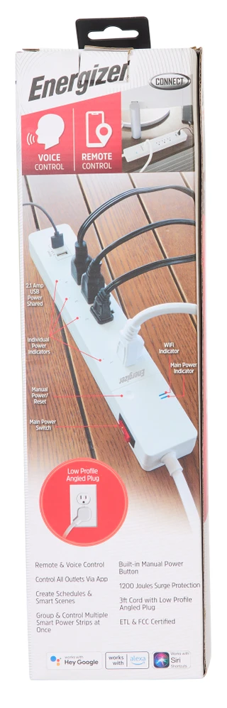 Thumbnail 2: Energizer Smart Wi-Fi Power Strip with Voice/Remote Control 