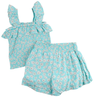 Thumbnail 2: VOLCOM Big Girls 2 Pc Smocked Floral Tank & Shorts Set 