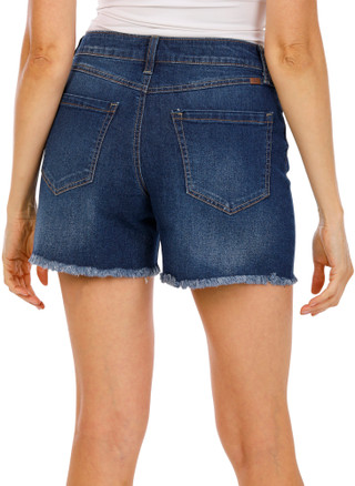 Thumbnail 2: 1822 Denim Women’s High Rise Loose Denim Fray Hem Shorts 