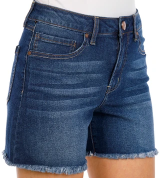 Thumbnail 3: 1822 Denim Women’s High Rise Loose Denim Fray Hem Shorts 