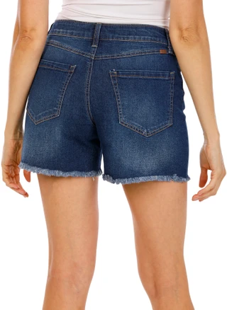 Thumbnail 2: 1822 Denim Women’s High Rise Loose Denim Fray Hem Shorts 