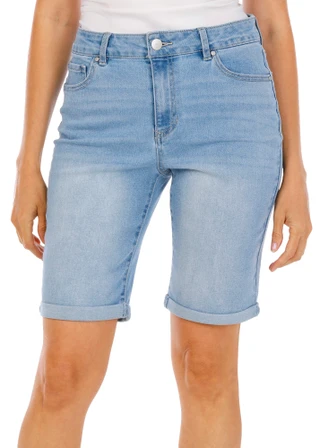 Thumbnail 1: D. Jeans Women's 10 in Roll Cuff Denim Bermuda Shorts 