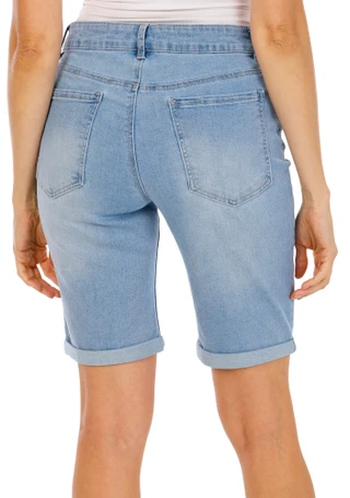 Thumbnail 2: D. Jeans Women's 10 in Roll Cuff Denim Bermuda Shorts 