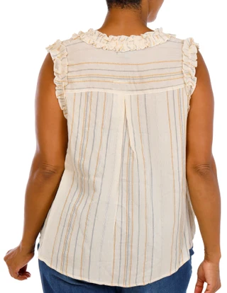 Thumbnail 3: Democracy Plus Sleeveless Ruched Ruffle Top 