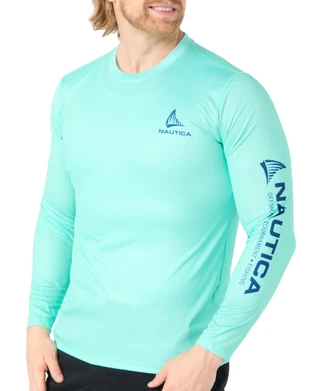 Thumbnail 1: Nautica Men’s Long Sleeve Performance Crewneck Graphic Tee 