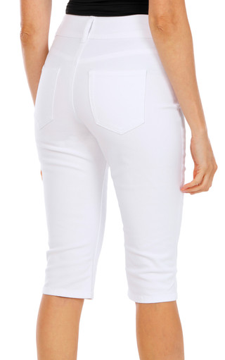 Thumbnail 2: Royalty For ME Women’s Petite 17 in Double Button High Rise Skimmer Capris 