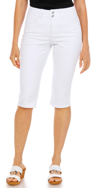 Thumbnail 4: Royalty For ME Women’s Petite 17 in Double Button High Rise Skimmer Capris 