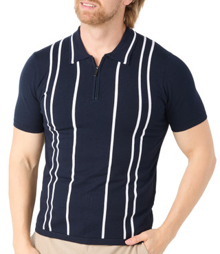 Thumbnail 1: Perry Ellis Men's Short Sleeve Zip Neck Polo 