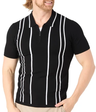 Thumbnail 1: Perry Ellis Men's Short Sleeve Zip Neck Polo 