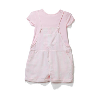 Thumbnail 1: No Comment Big Girls 2 Pc Striped Romper & Tee Set 