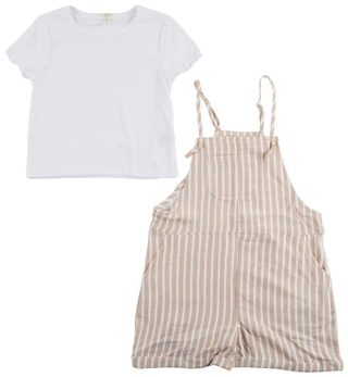 Thumbnail 2: No Comment Big Girls 2‑Piece Stripe Romper & Tee Set 
