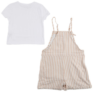 Thumbnail 3: No Comment Big Girls 2‑Piece Stripe Romper & Tee Set 