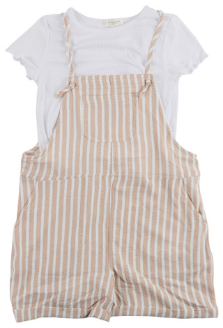 Thumbnail 1: No Comment Big Girls 2‑Piece Stripe Romper & Tee Set 