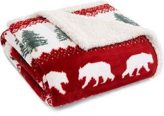 Thumbnail 1: Eddie Bauer Eddie Bauer Grizzly Peak Sherpa Throw Blanket 