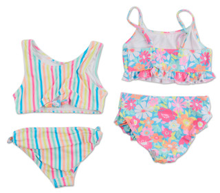 Thumbnail 4: BMAGICAL Girls 4 Pc Mix & Match Swimsuit Set 