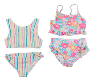 Thumbnail 2: BMAGICAL Girls 4 Pc Mix & Match Swimsuit Set 