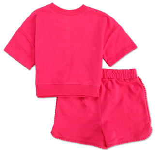 Thumbnail 2: BEARPAW Toddler Girls 2 Pc French Terry Embroidered Shorts Set 