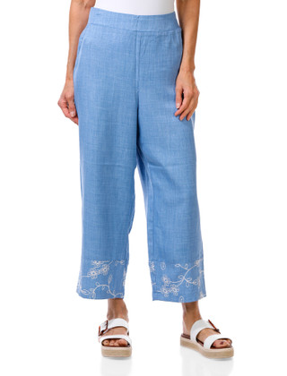 Thumbnail 2: Soho Apparel Women's Wide Leg Embroidered Cuff Pants 