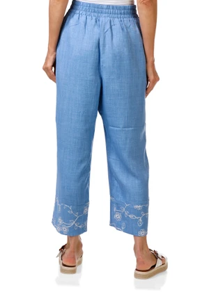 Thumbnail 4: Soho Apparel Women's Wide Leg Embroidered Cuff Pants 