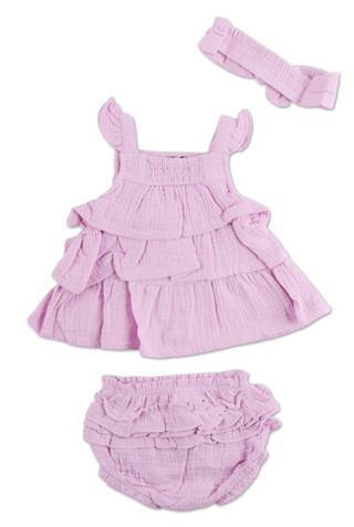 Thumbnail 2: Nanette Lepore Baby Girls 3 Pc Ruffle Dress and Headband Set 