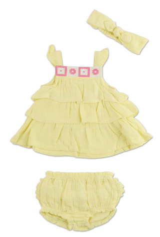 Thumbnail 2: Nanette Lepore Baby Girl 3 Pc Ruffle Dress with Headband 