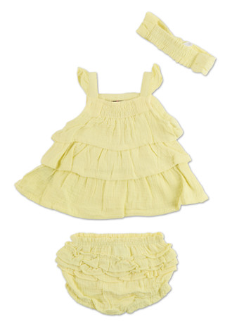 Thumbnail 4: Nanette Lepore Baby Girl 3 Pc Ruffle Dress with Headband 