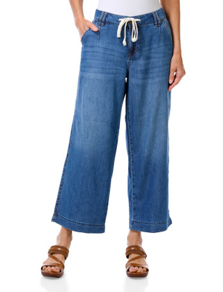 Thumbnail 2: Democracy Women's 5 Pocket Drawstring Wide Leg Jeans 