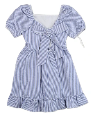 Thumbnail 2: Rare Editions Girls Striped Puff Sleeve Seersucker Dress 
