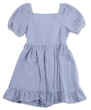 Thumbnail 1: Rare Editions Girls Striped Puff Sleeve Seersucker Dress 
