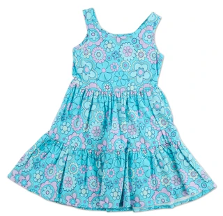 Thumbnail 4: Diva Girl Girls Retro Floral Print Tiered Dress 