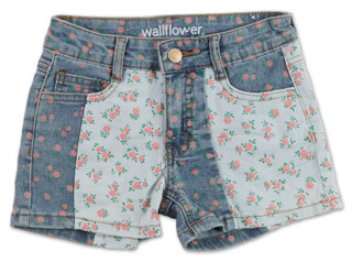Thumbnail 2: Wallflower Girls 5 Pocket Denim & Roses Shorts 